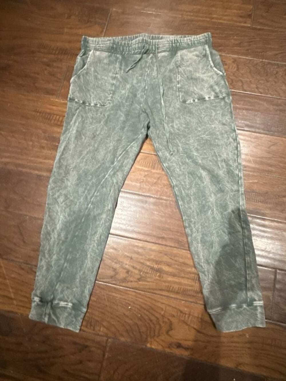M.Rena Mineral Wash Acid Wash Jogger Sweatpants Slate Green Grey